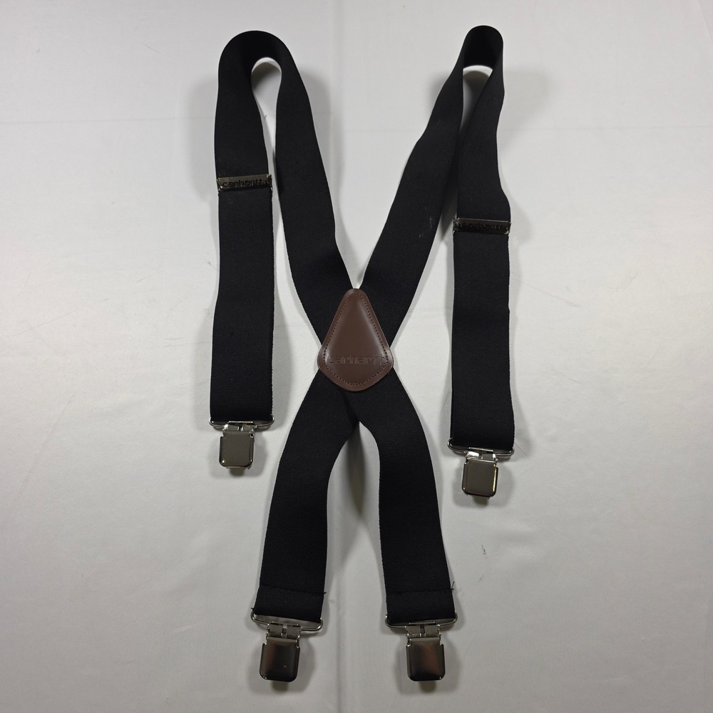 Carhartt‎ Mens Heavy Duty Elastic Suspenders Black X-Back Metal Clip Adjustable